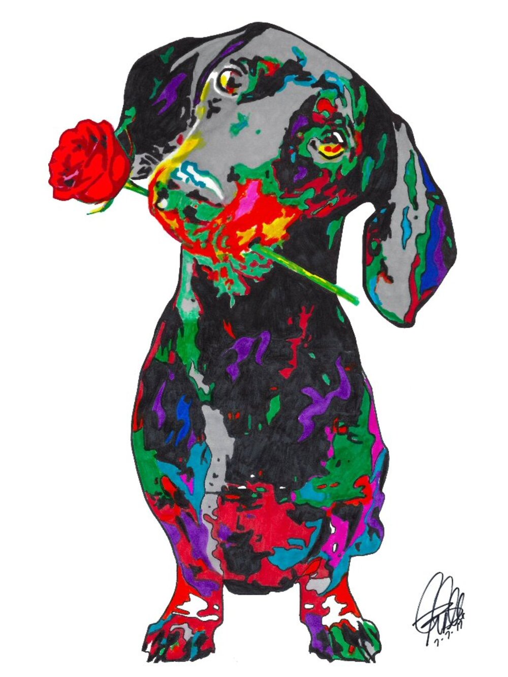 Dachshund Sausage Dog Speed Stick Pet Poster Print Wall Art 18x24
